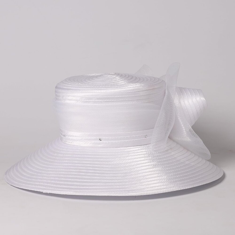 Wedding Bridal Church Party Derby Hats For Women Bow Formal Bowler Hat Wide Brim View 6